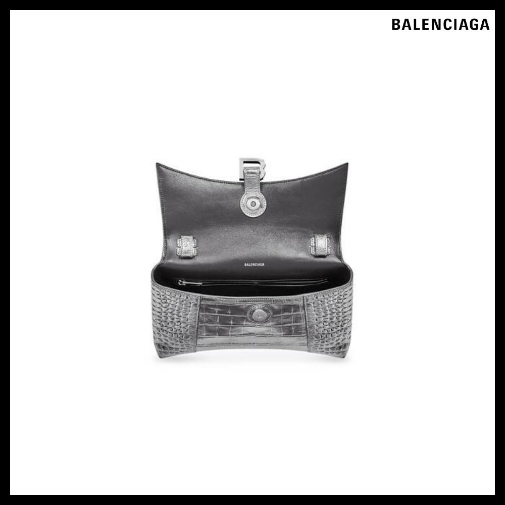 【BALENCIAGA 】Downtown XS Shoulder Bag Metallized Silver