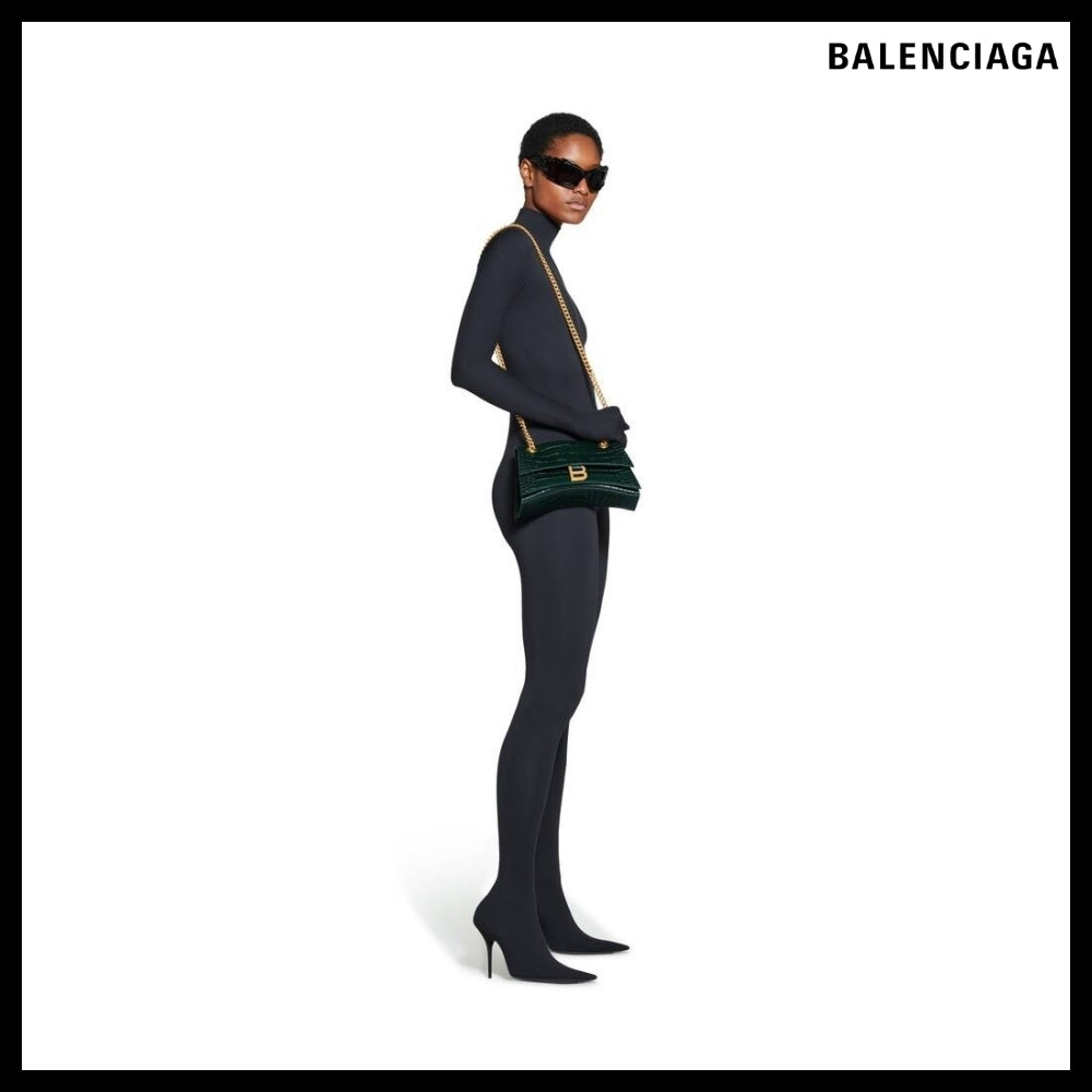 【BALENCIAGA】Crush Small Chain Bag Crocodile Embossed