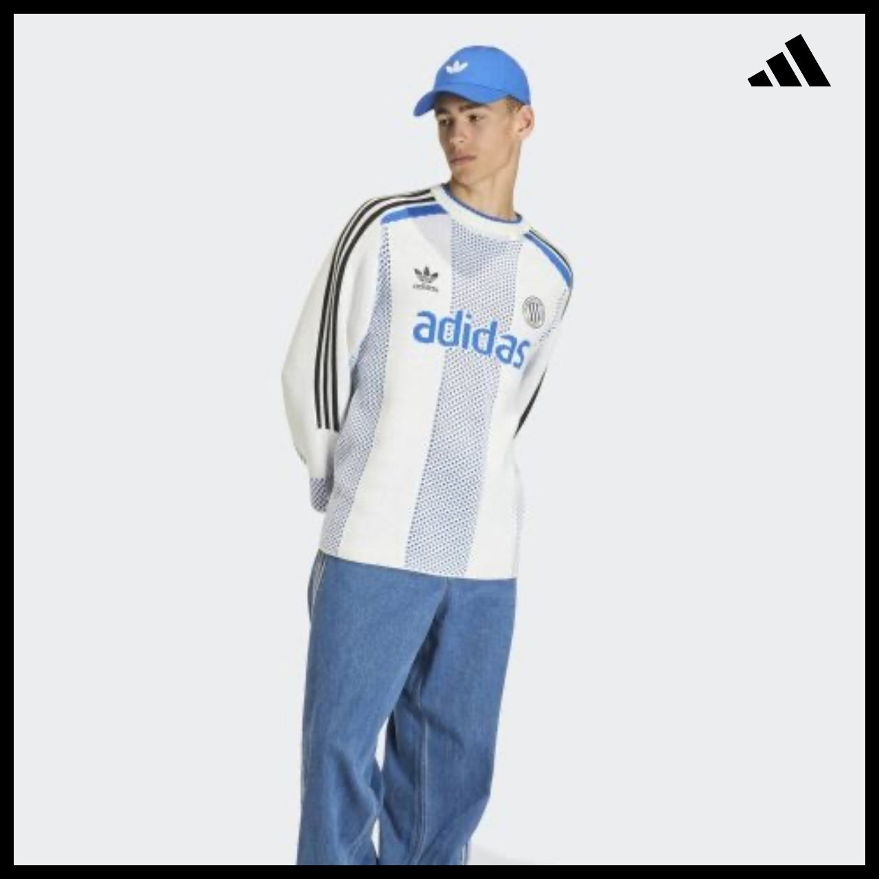 【ADIDAS】Block Core White Lightweight Long Sleeve Knit