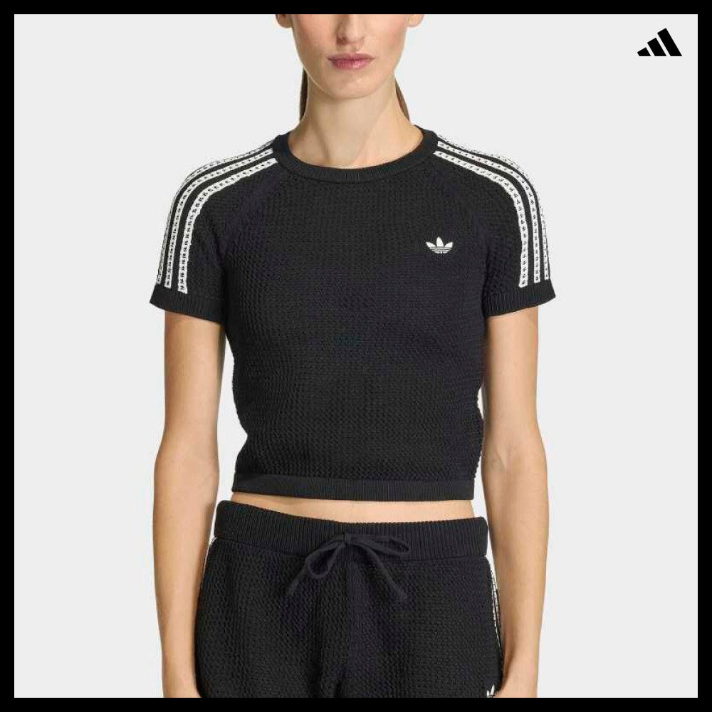 【ADIDAS 】Knit Crochet Cali T-Shirt Black