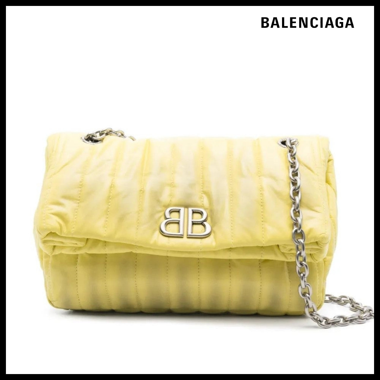 【BALENCIAGA】Monaco Small Chain Bag Sprayed Quilted Yellow