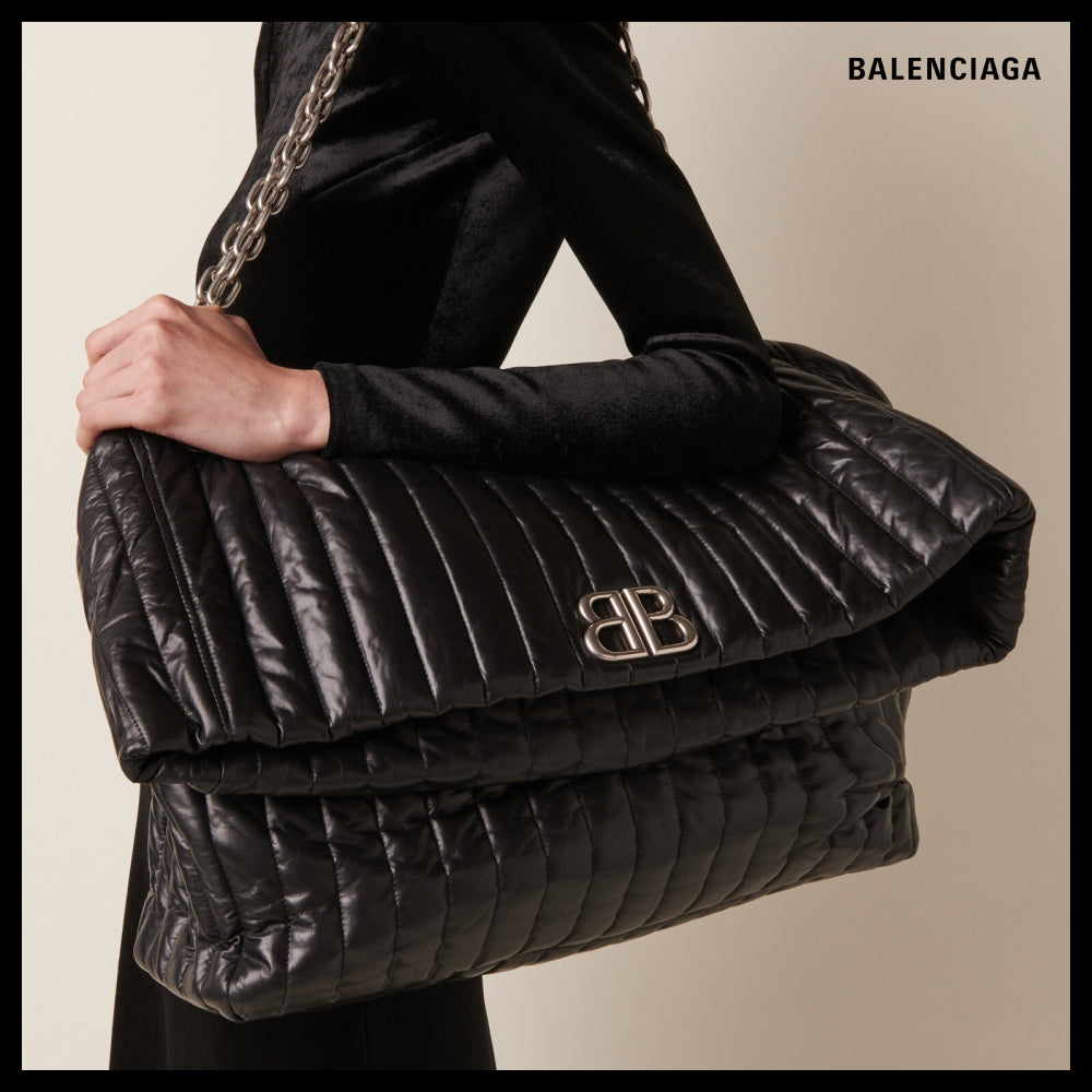 【BALENCIAGA】Monaco Large Chain Bag Quilted Black