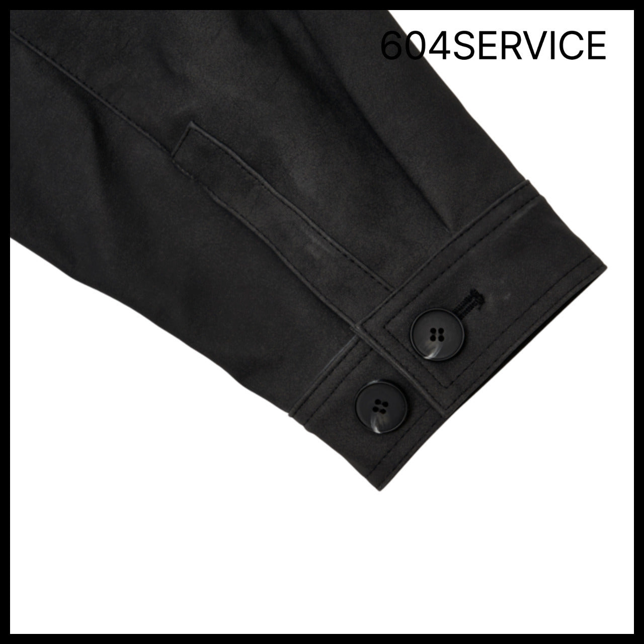 【604service】EMBROIDERED LEATHER JACKET IN BLACK