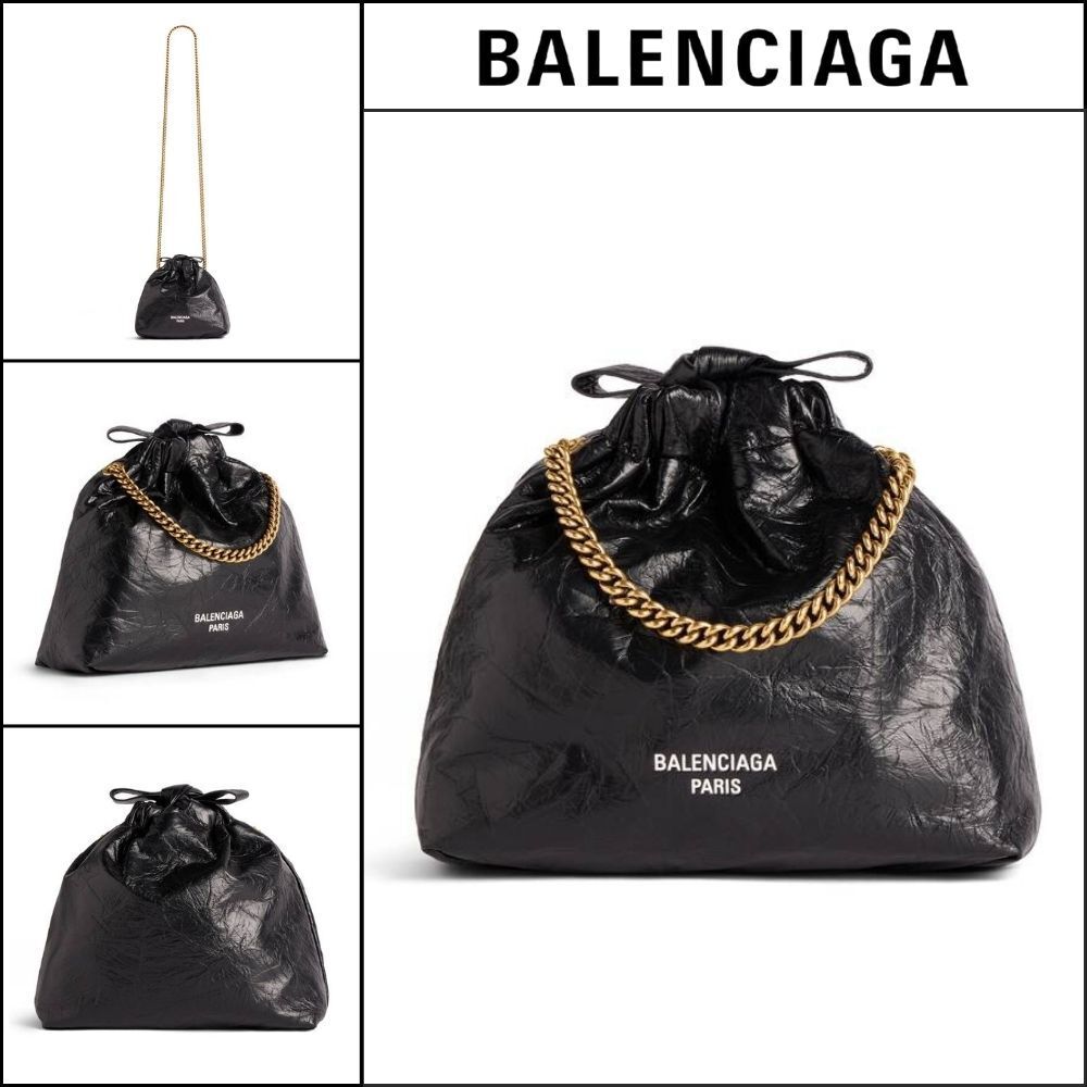 【BALENCIAGA】Crush Tote Bag XS Black Crushed Calfskin