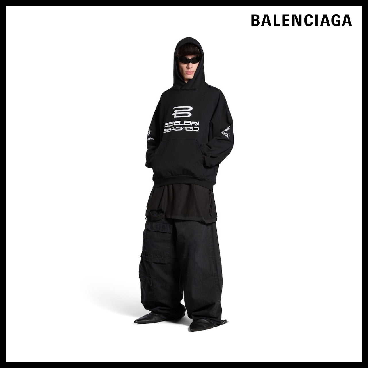【BALENCIAGA】AI Generated Hoodie Medium Fit Black White