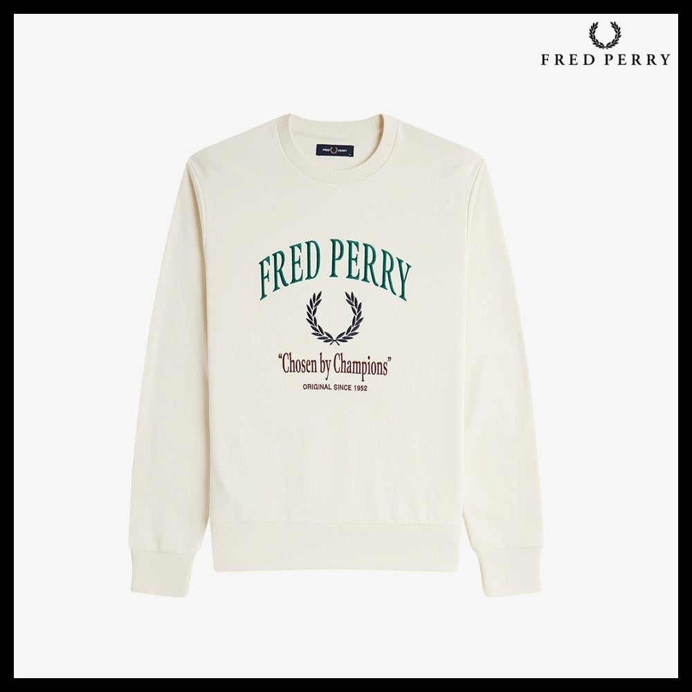 【FRED PERRY】Clubhouse Embroidered Champion Sweatshirt Ecru