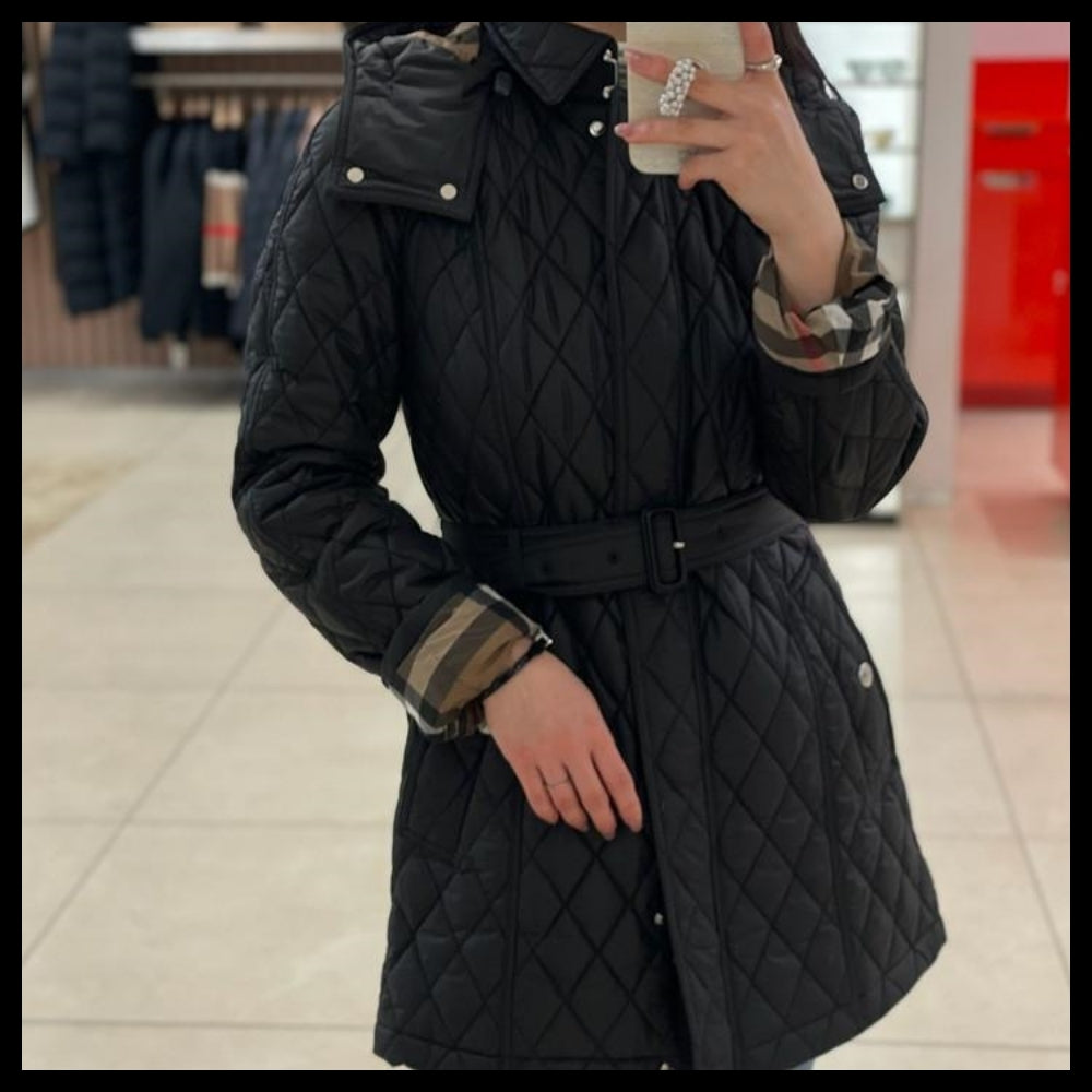 【BURBERRY】HEMINGFIELD Belted Women’s Diamond Quilted