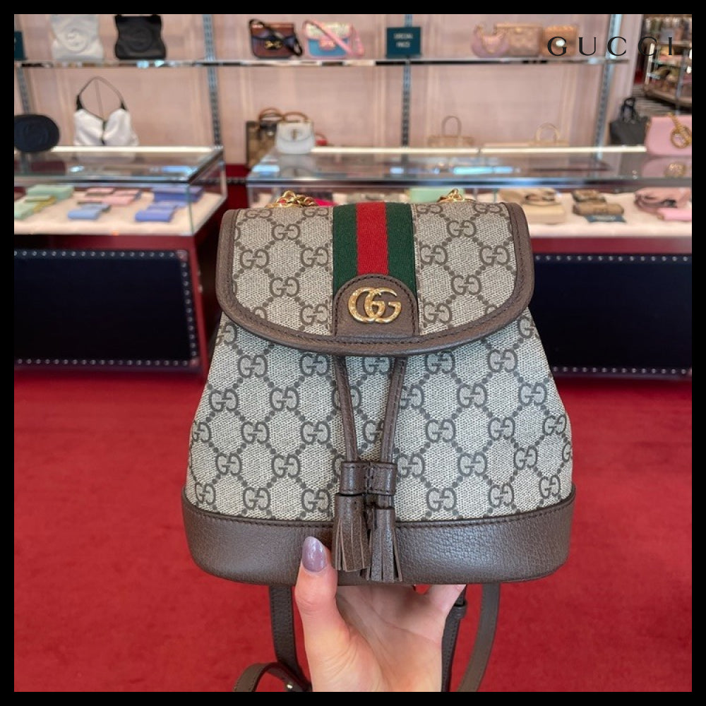 【GUCCI】GG Ophidia Supreme Mini Backpack Beige Ebony