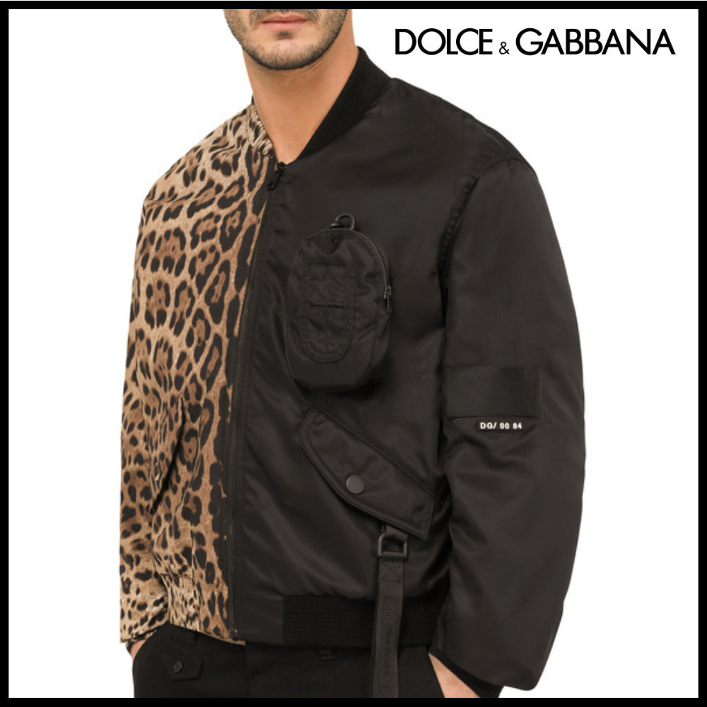 【Dolce & Gabbana】LEOPARD-PRINT COTTON AND NYLON JACKET