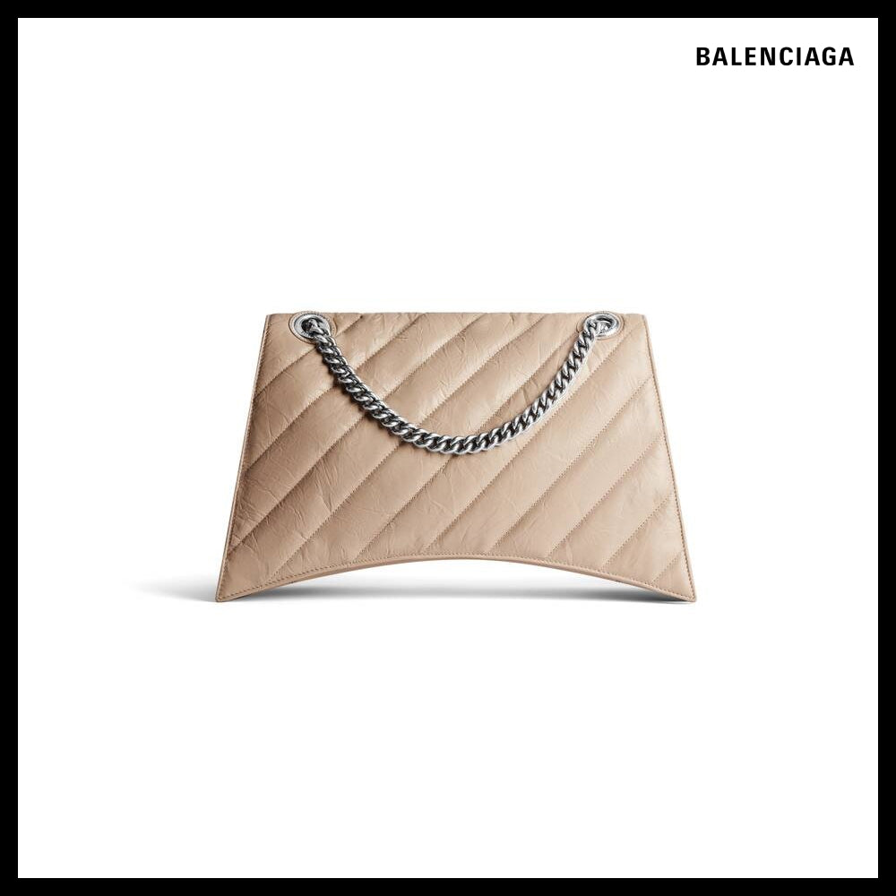 【BALENCIAGA】Crush Large Chain Bag Quilted Beige