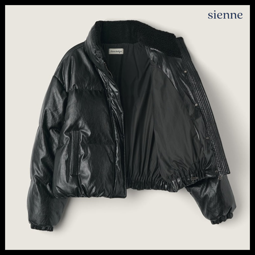 【SIENNE】Nuit Leather Goose-down Black
