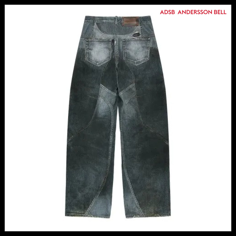 【ANDERSSON BELL】DENIM TROMPE LOEIL GRAPHIC BIKER JEANS MID