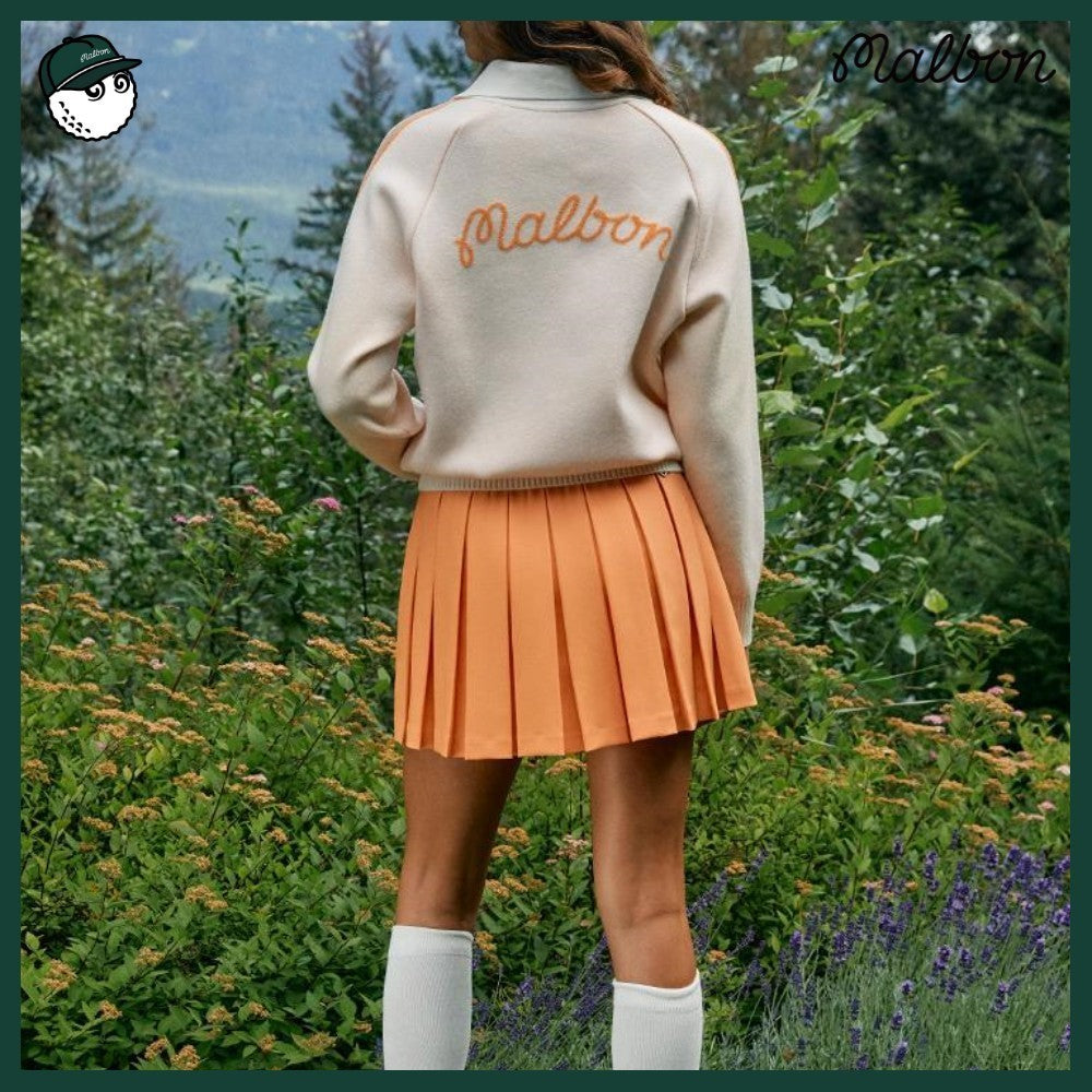 【MALBON GOLF】 SLEEVE CONTRAST COLLARED TOP WOMAN 2COLORS