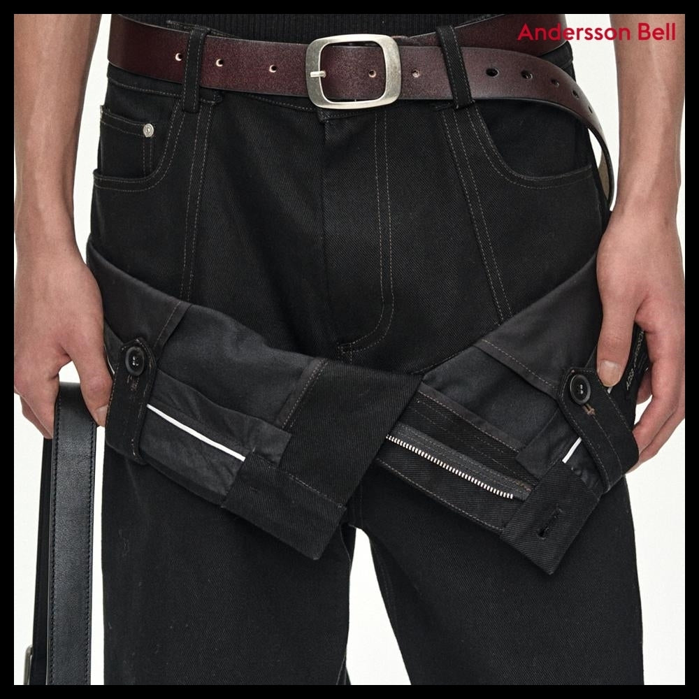 【ANDERSSON BELL】Double Waistband Wide-Leg Trousers Black