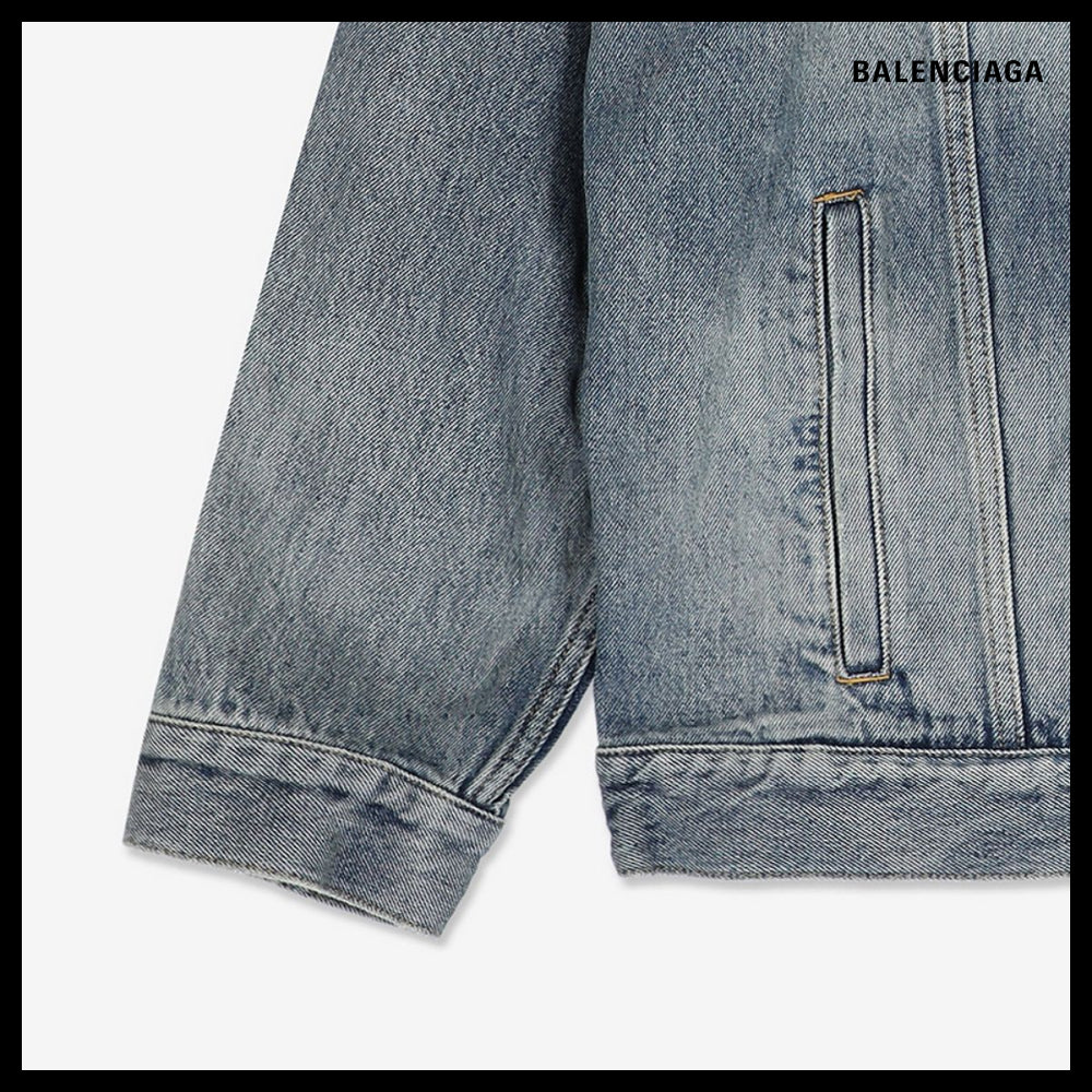 【BALENCIAGA】Back Tape Oversized Denim Jacket Blue
