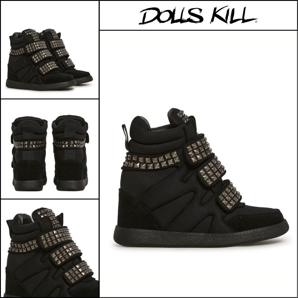 ◆DOLLS KILL◆DARKER WAVS Ambient Wedge Sneakers With Studs