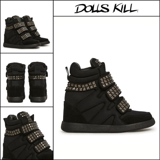 ◆DOLLS KILL◆DARKER WAVS Ambient Wedge Sneakers With Studs