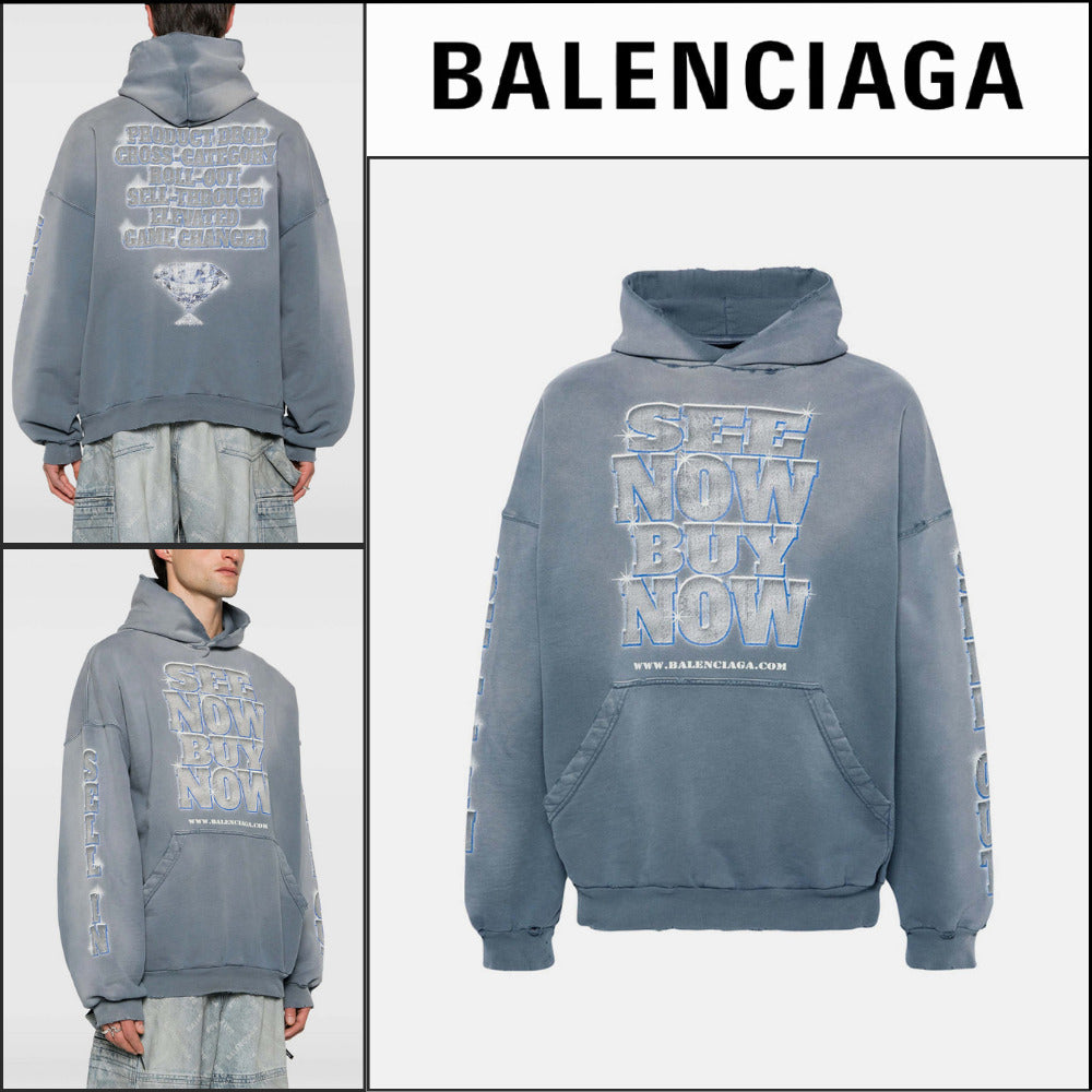 【BALENCIAGA】See Now Buy Now Hoodie Blue