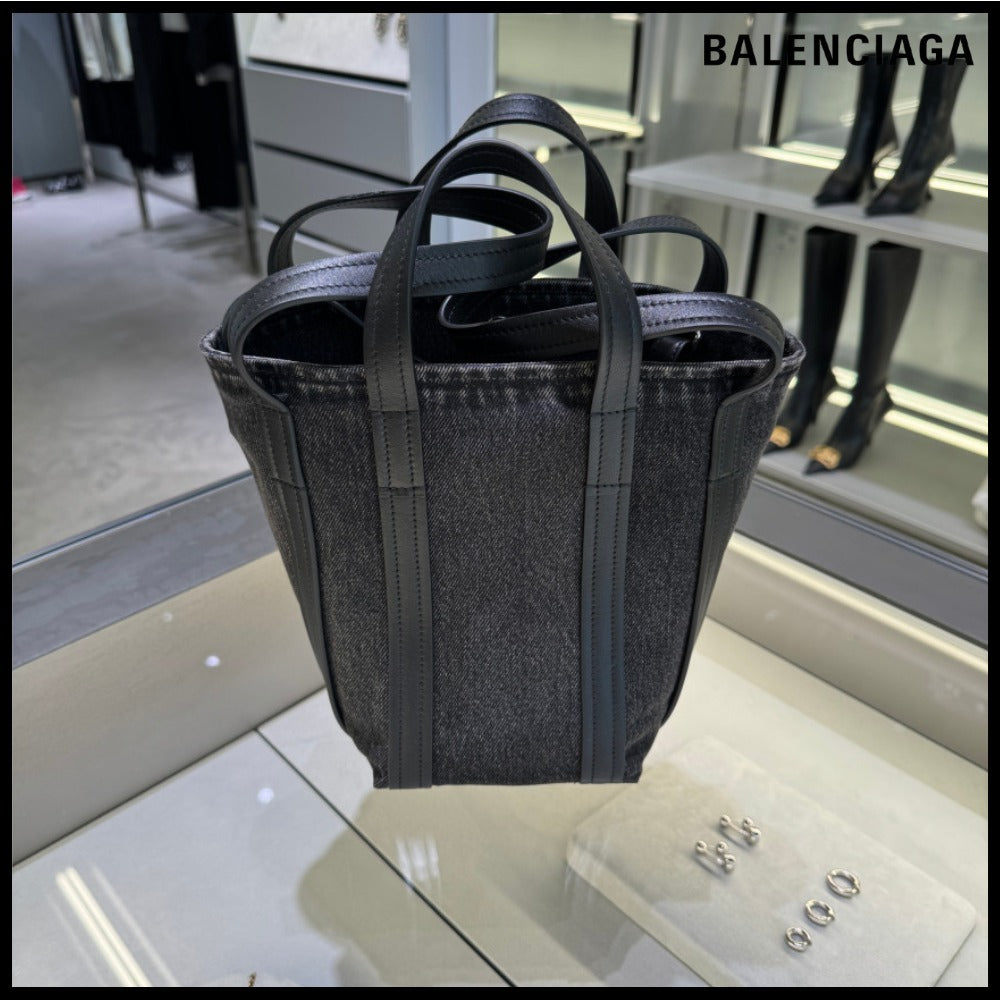 【BALENCIAGA 】Everyday XS Washed Denim Tote Shoulder Bag