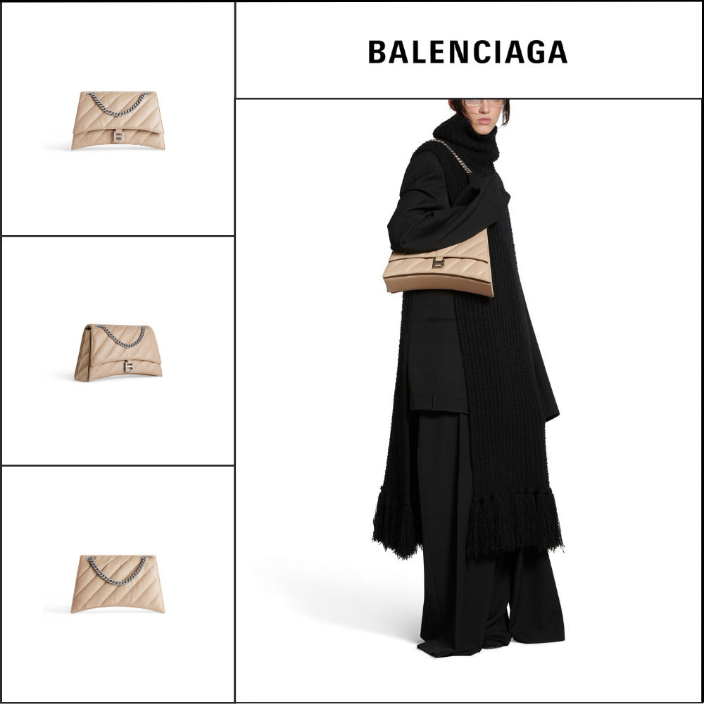 【BALENCIAGA】Crush Medium Chain Bag Quilted in Beige