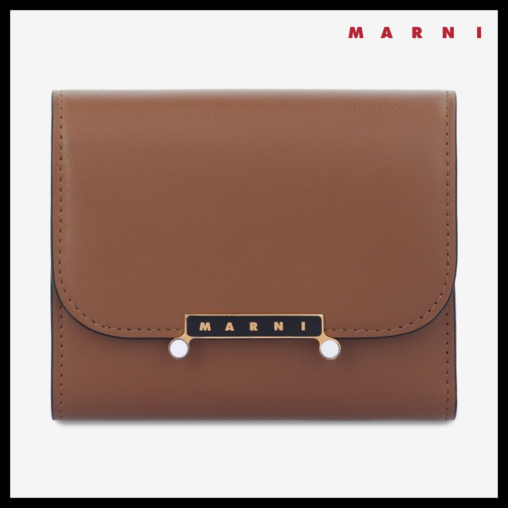 【MARNI】Logo envelope tripod money clip wallet cinnamon