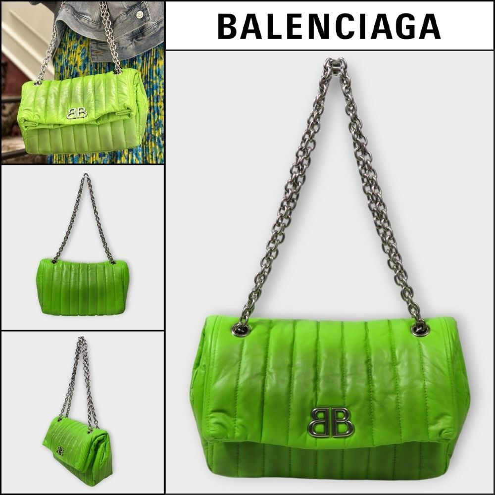 【BALENCIAGA】Monaco Chain Bag S Apple Green