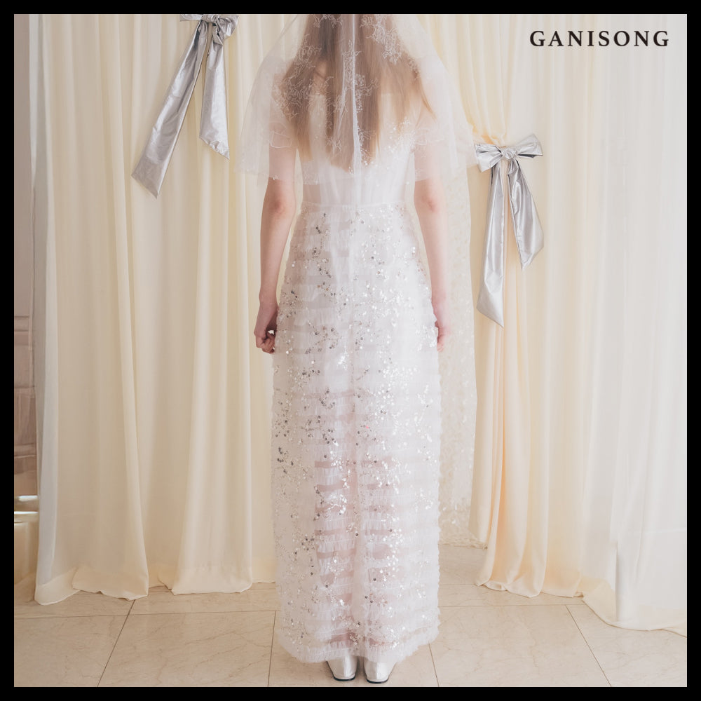 【GANISONG】Bridal Afterglow Dress White