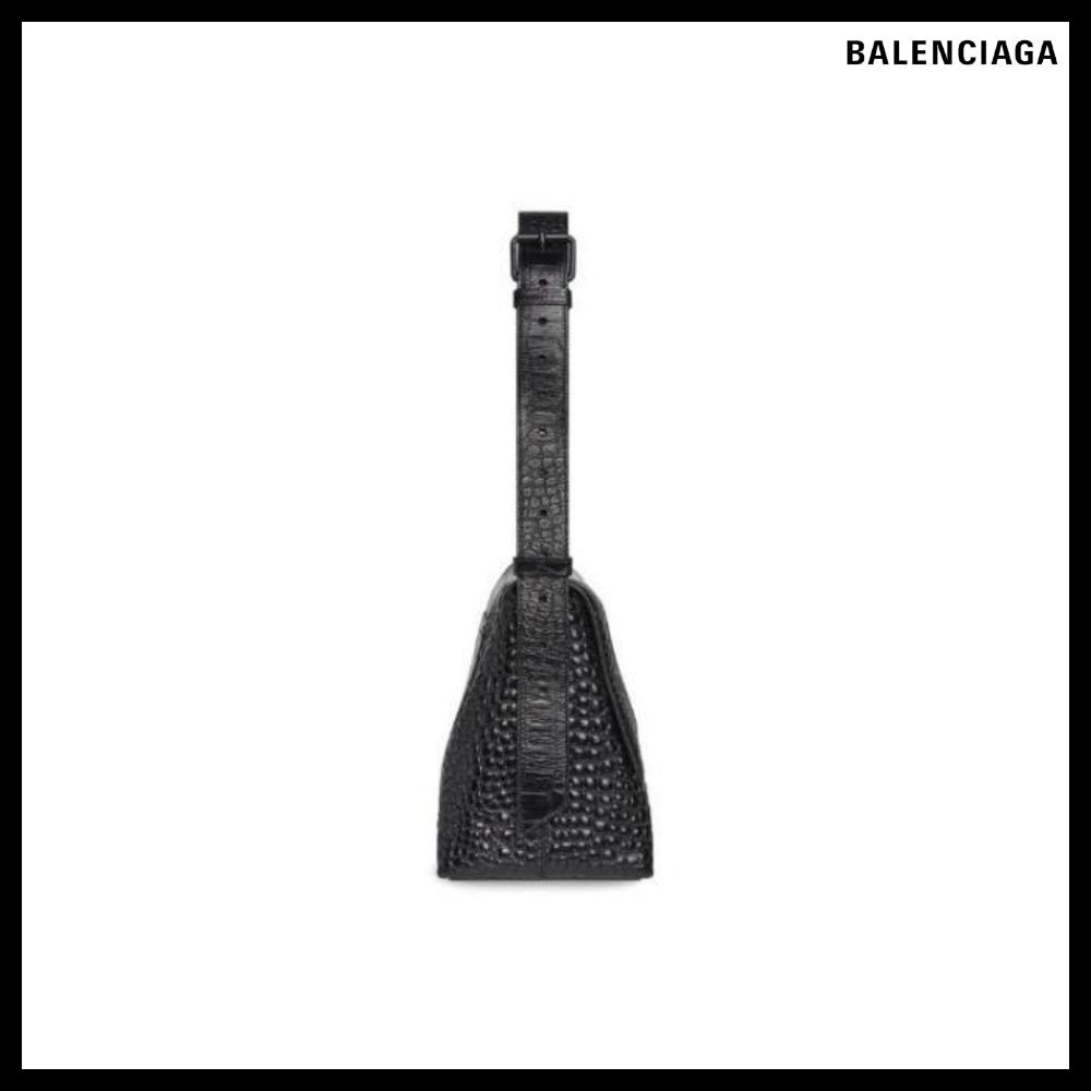 【BALENCIAGA 】Downtown Medium Shoulder Bag Crocodile Emboss