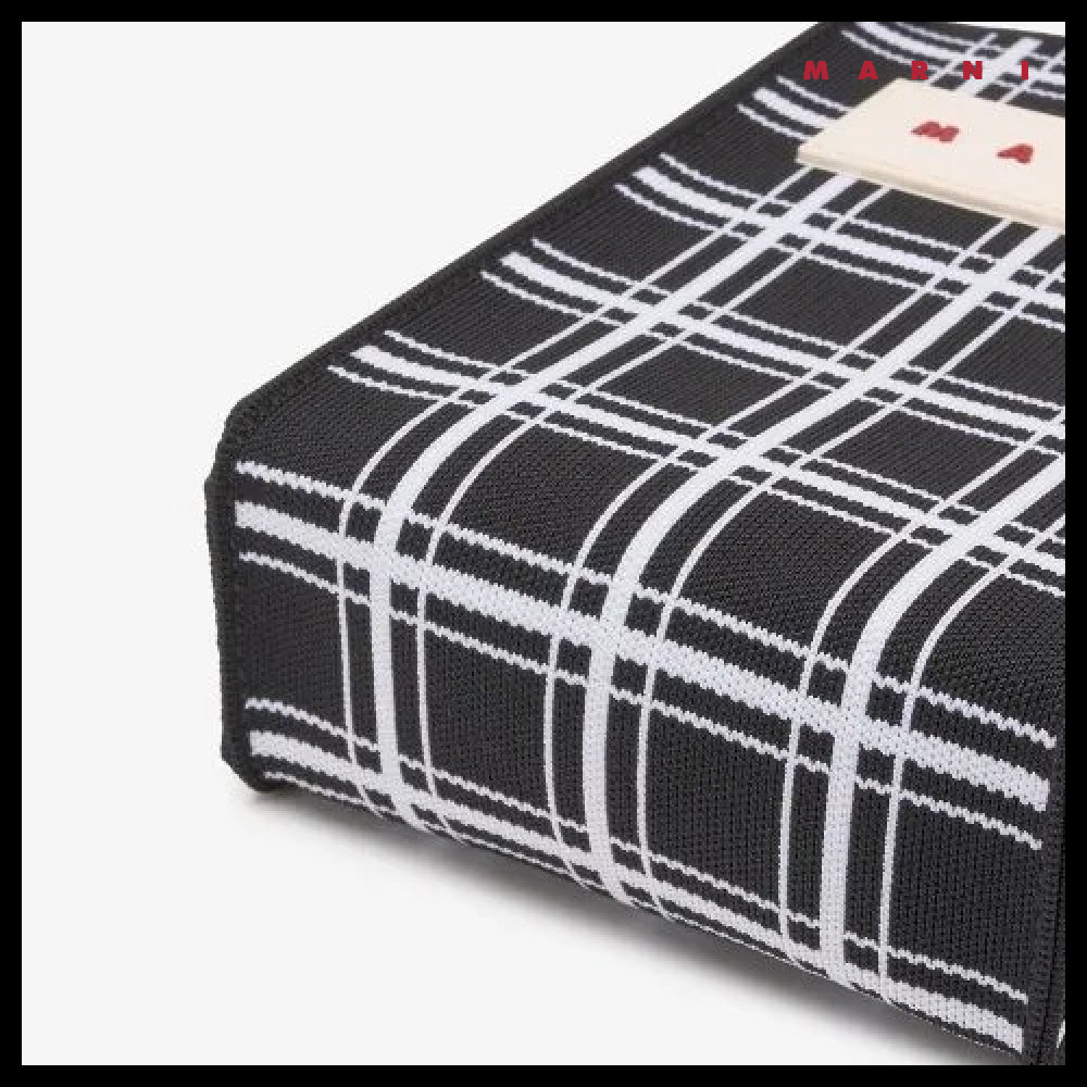 【MARNI】Mini Jacquard Check Shoulder Bag Black White