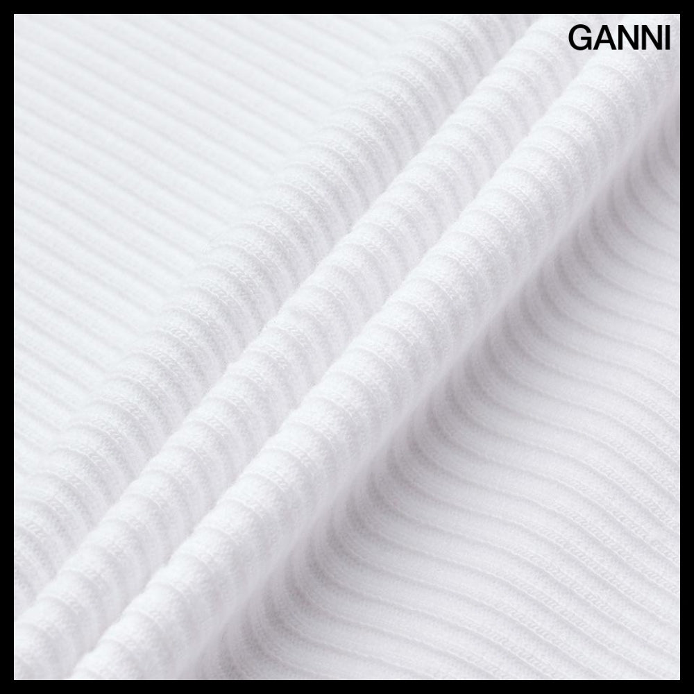 【Ganni】グラフィックリブ ハート ノースリーブTシャツホワイト