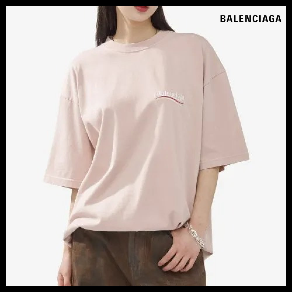 【BALENCIAGA】Political Wave Logo T Shirt Pink