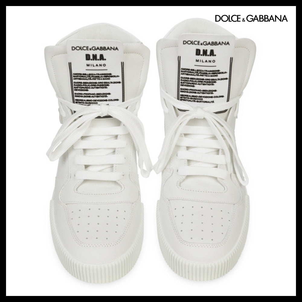 【Dolce & Gabbana】LEATHER SNEAKERS HIGH-TOP WHITE