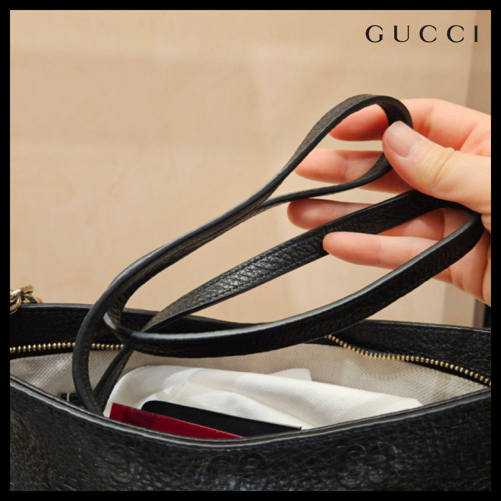 【GUCCI】GG emblem Briony calf leather shoulder bag black