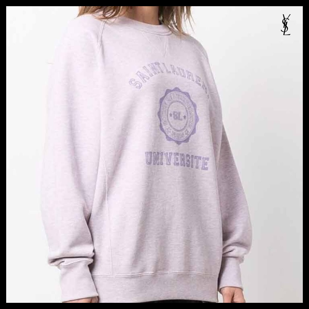 【Saint Laurent】University Logo Sweatshirt Lilac Unisex