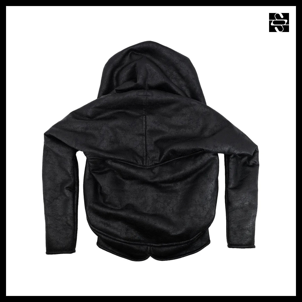 【SUNDAYOFFCLUB】GHAST Crackle Shearling Hoodie Black