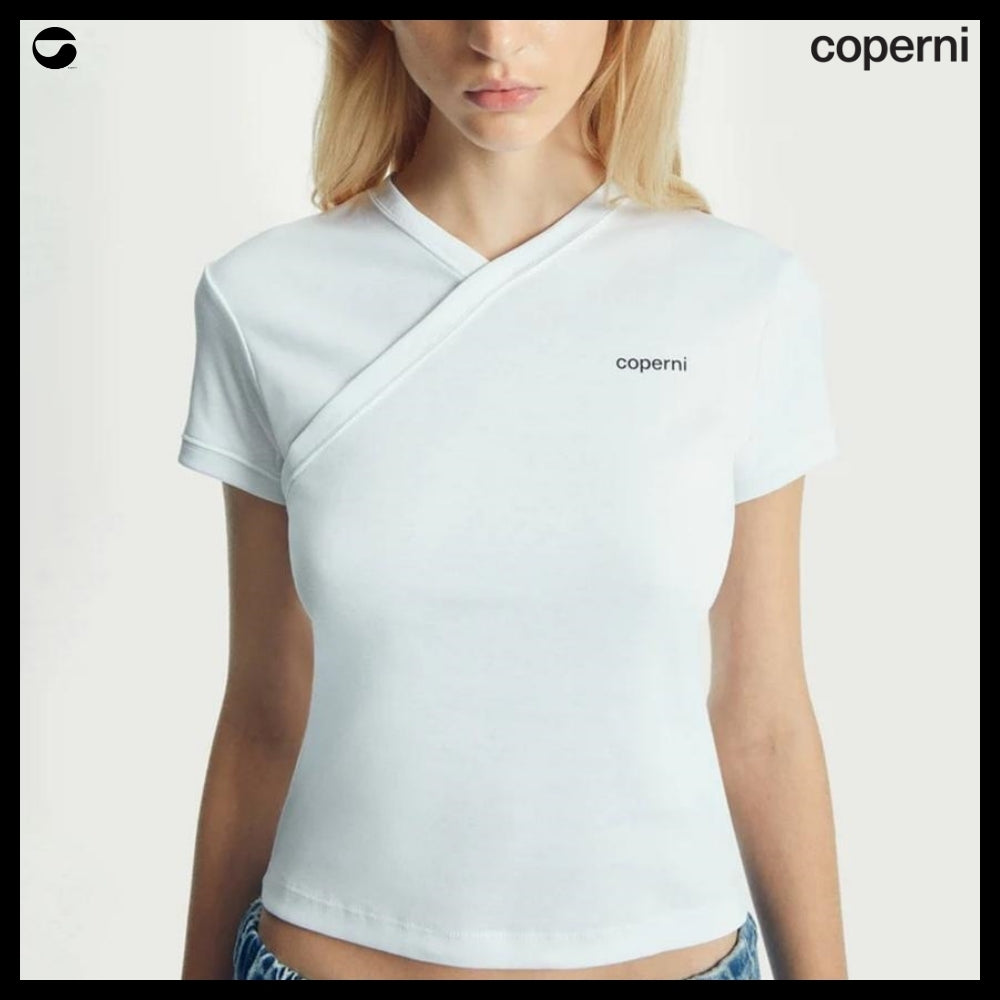 【Coperni】Womens V Neck Line T Shirt Optic White