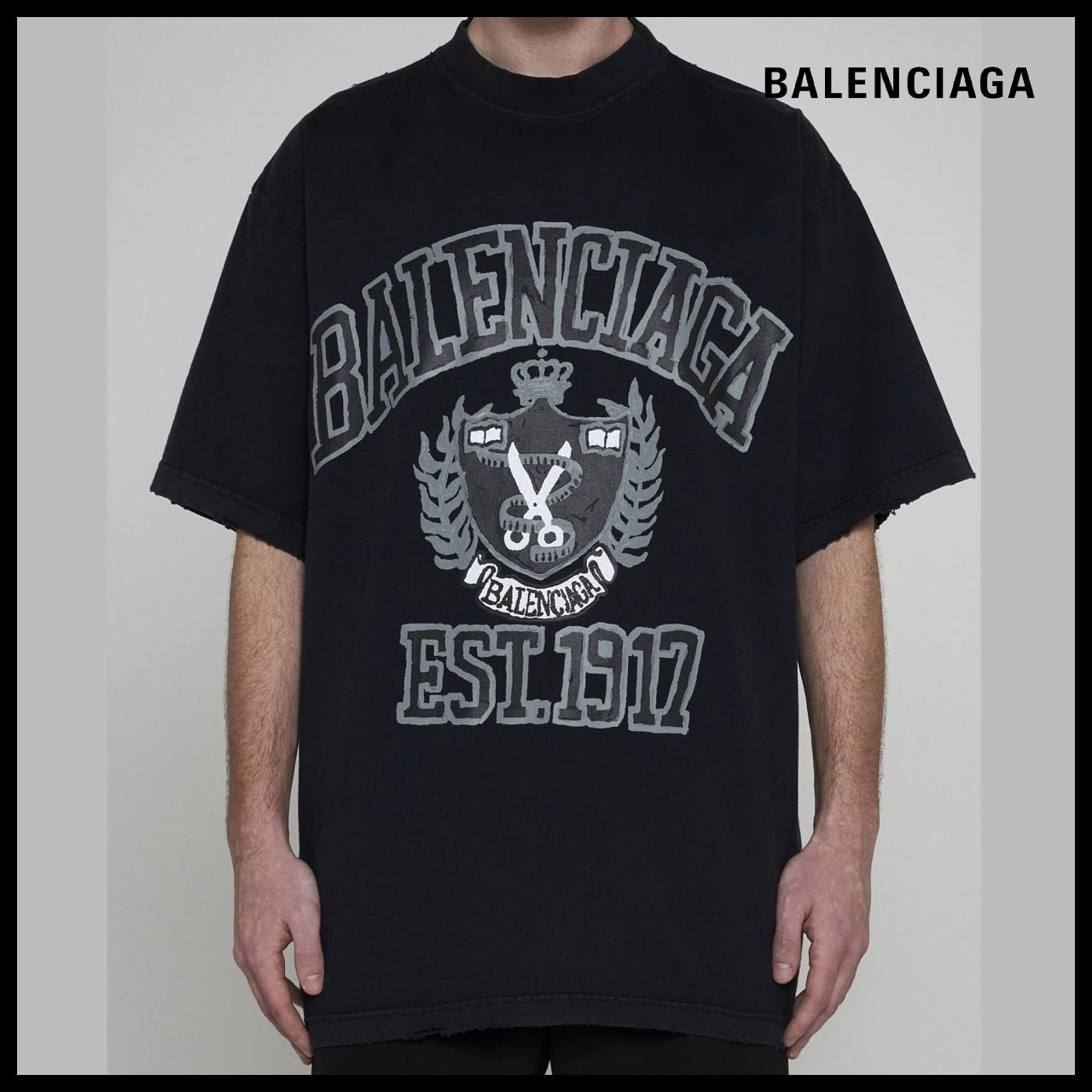【BALENCIAGA】DIY College Medium Fit T-Shirt Black