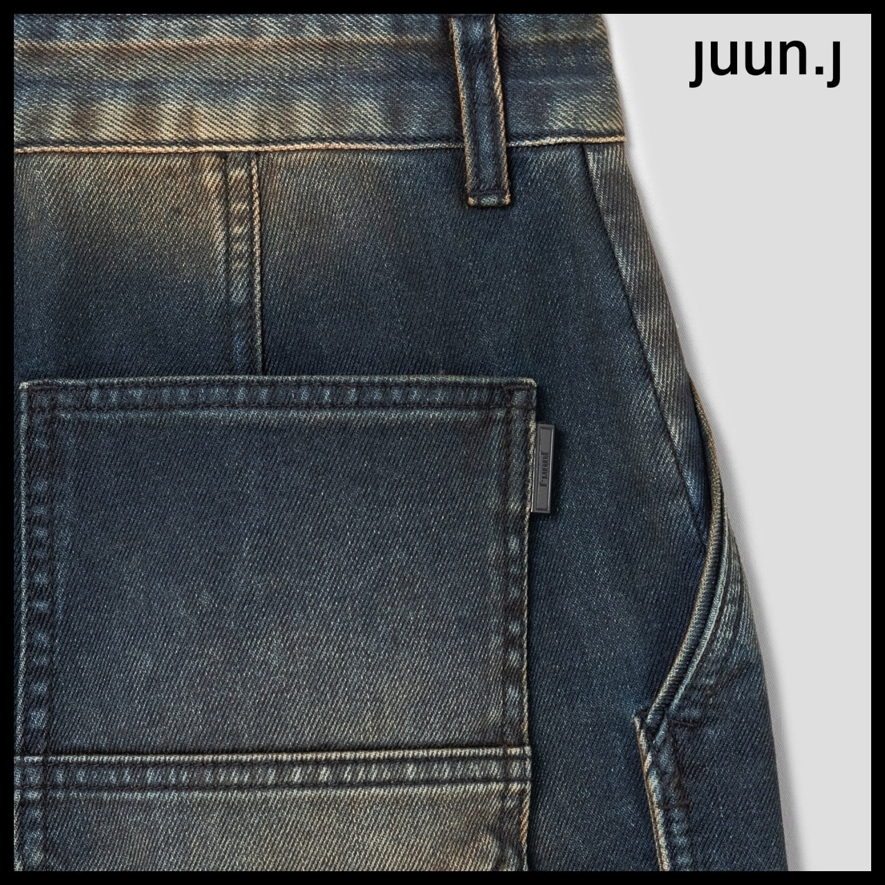 【JUUN.J】CORE Velvet Denim Zipper Detail Trucker Navy