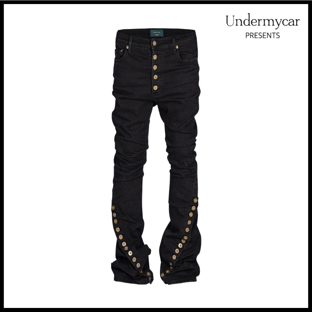 【Undermycar】Cowboy Spur Flare Jeans Black