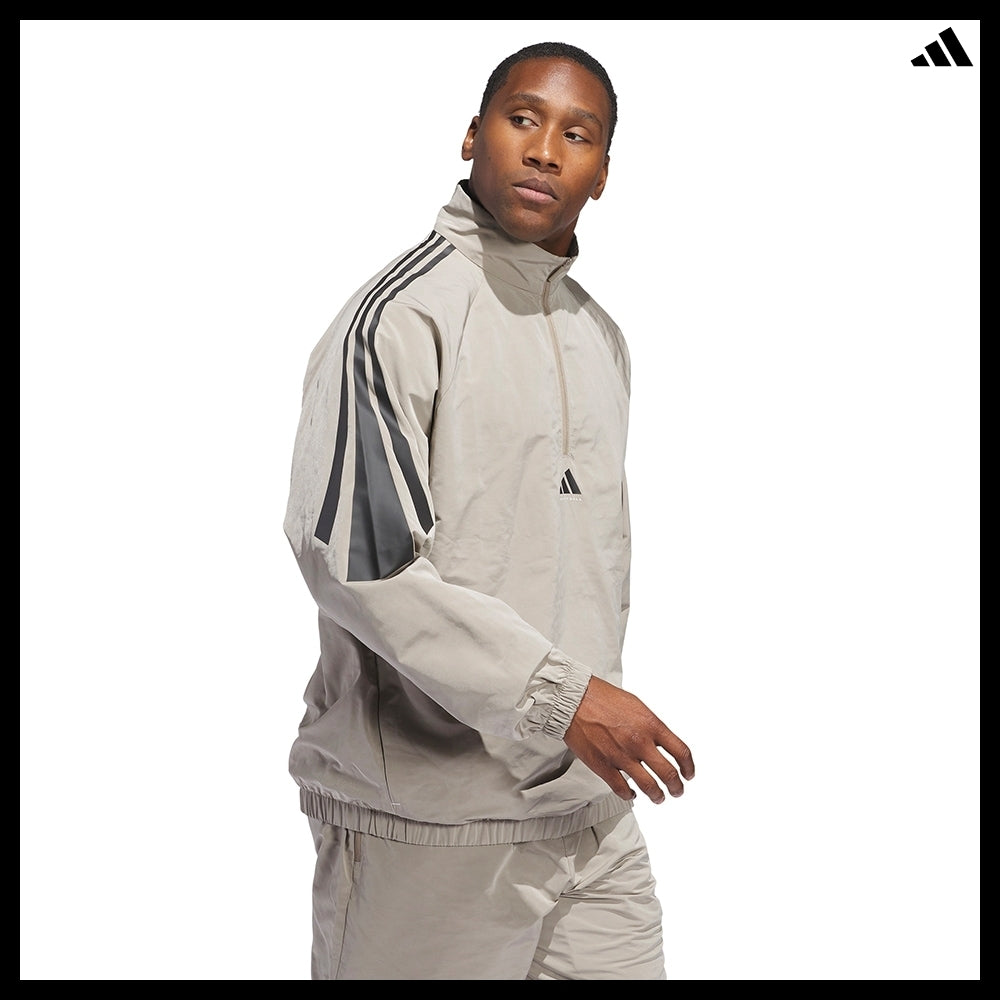 【ADIDAS】 Basketball Woven Half-Zip Sweater Putty Beige
