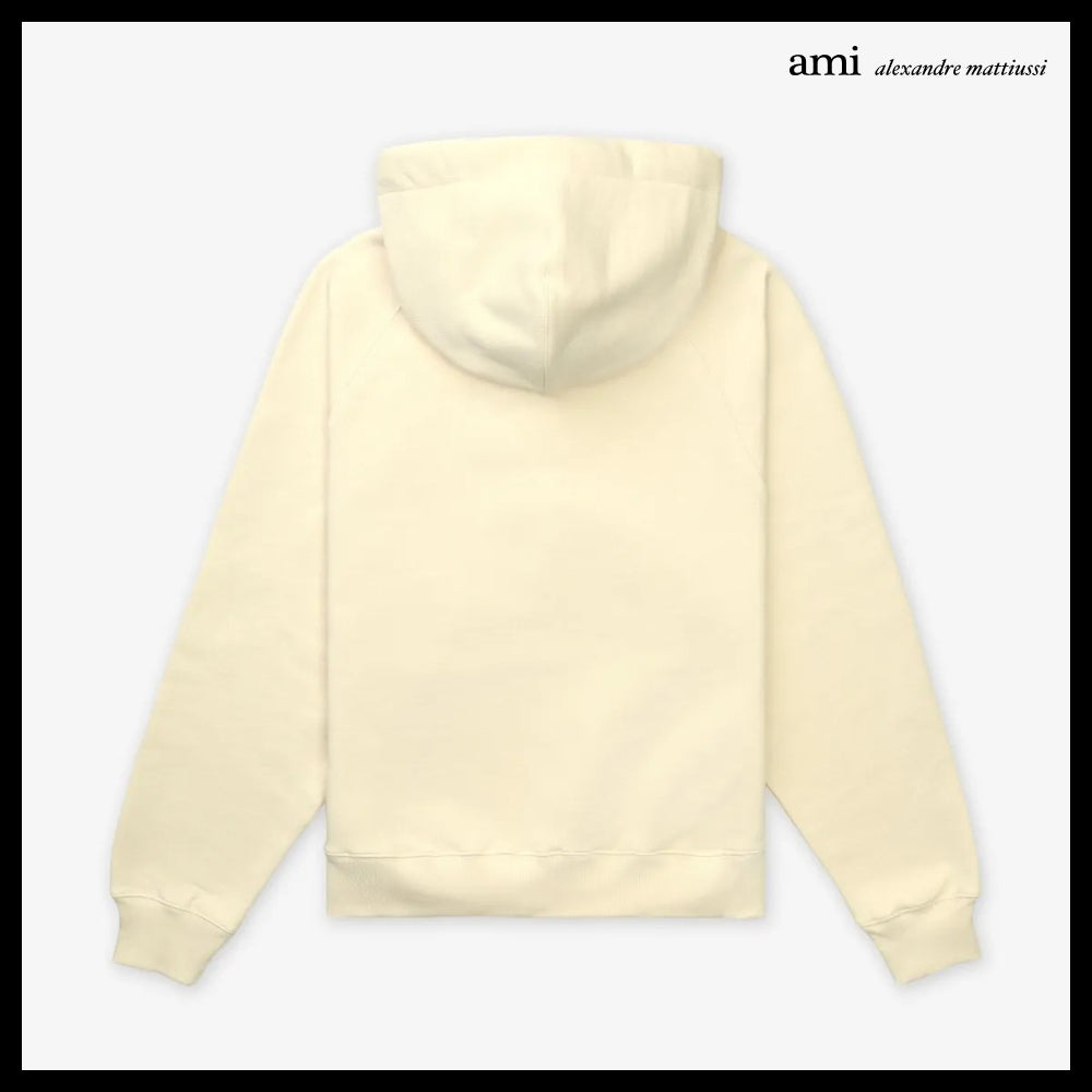【AMI PARIS】Paris Logo Patch Hoodie White Cream