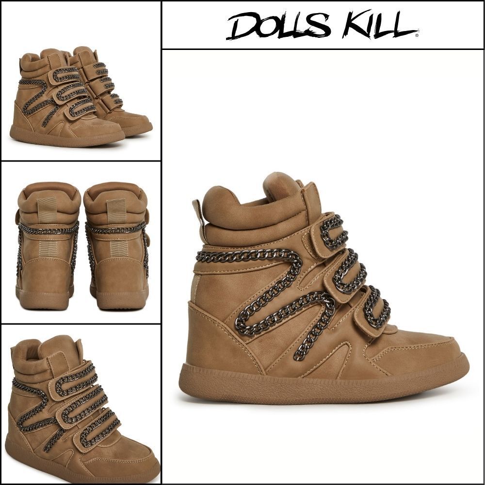 ◆DOLLS KILL◆DARKER WAVS Ambient Wedge Sneakers With Chain