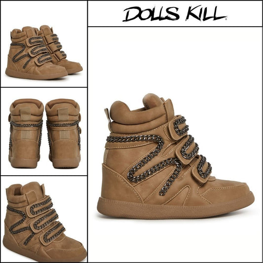 ◆DOLLS KILL◆DARKER WAVS Ambient Wedge Sneakers With Chain