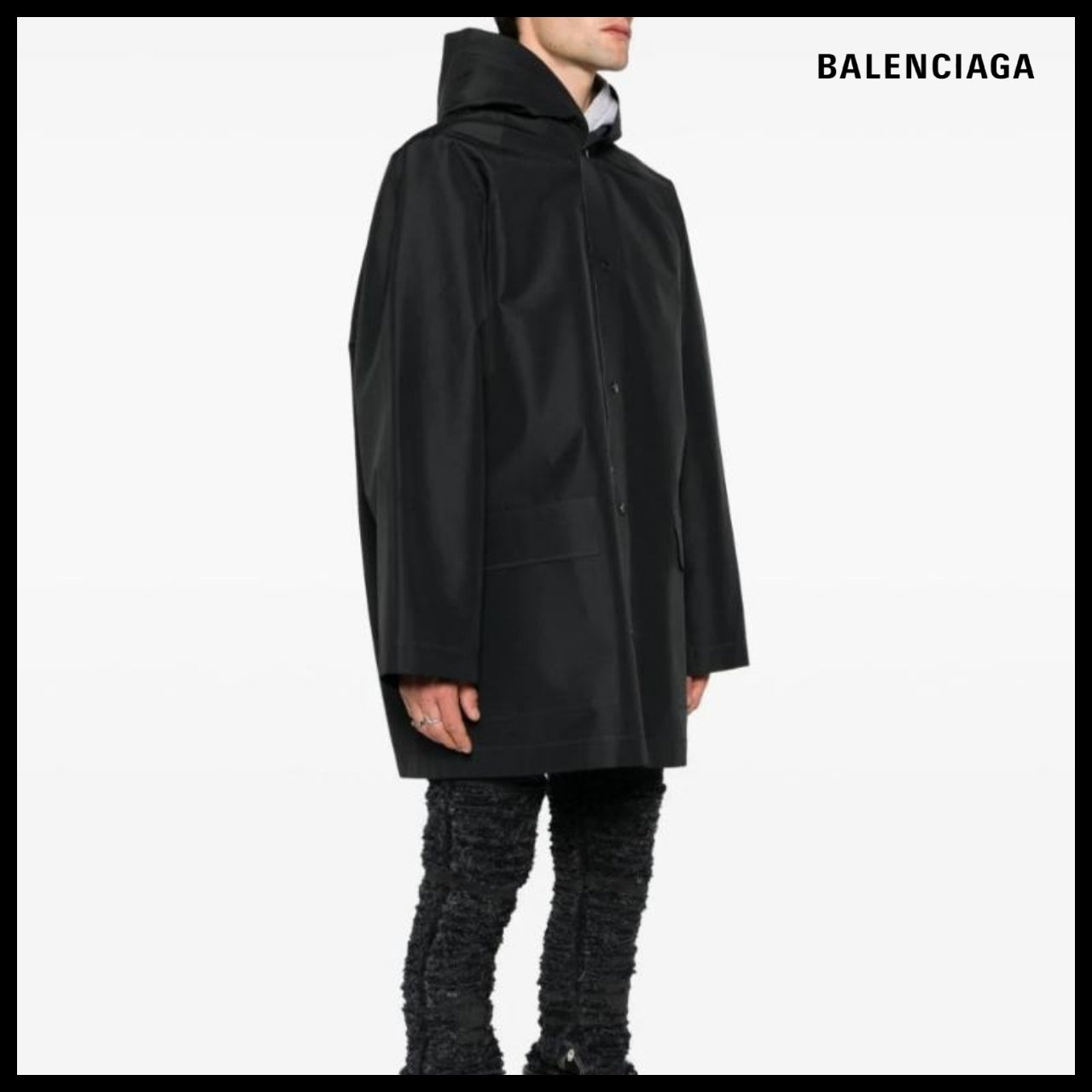 【BALENCIAGA】Hooded Rain Jacket Black