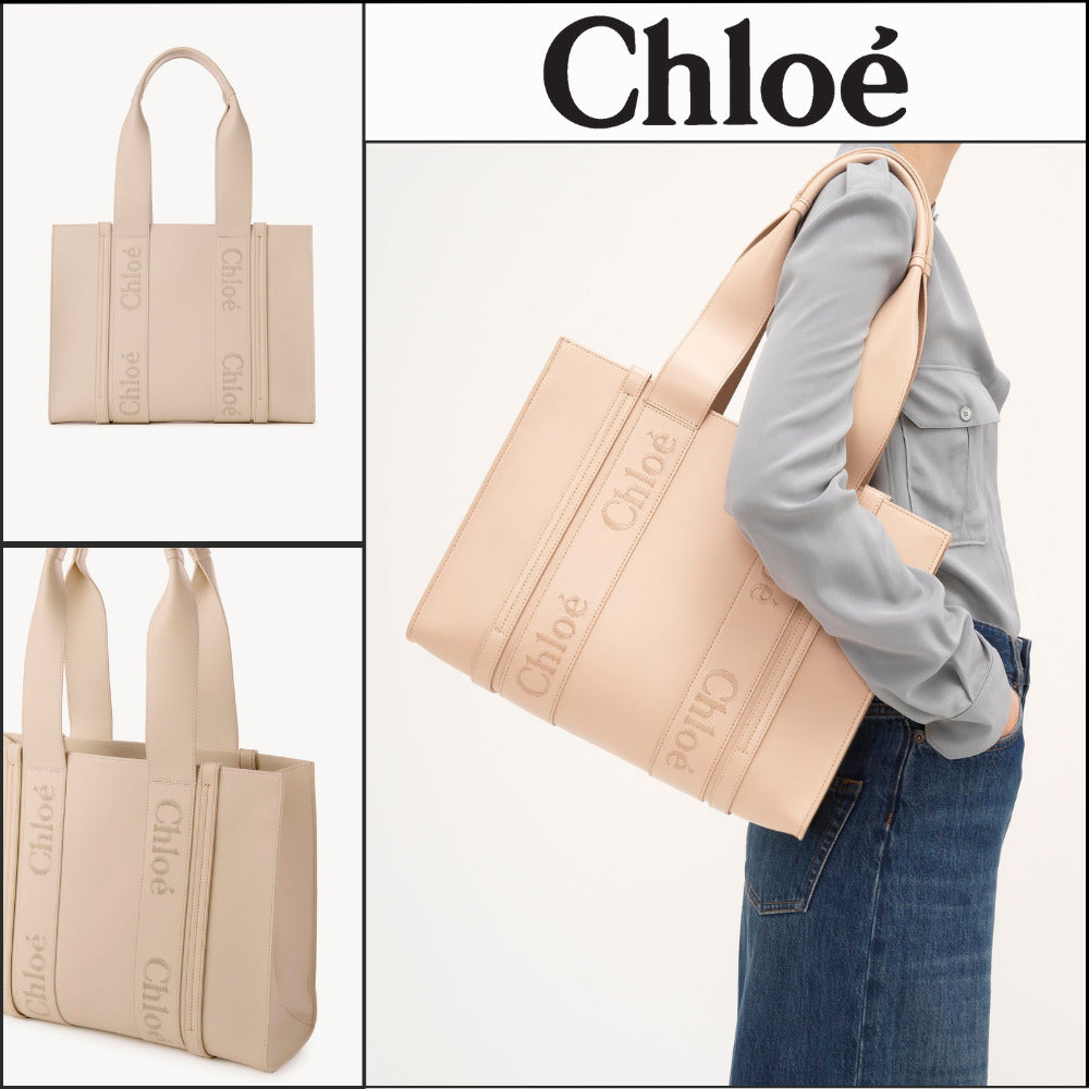 【Chloe】Woody Medium Tote Bag Cement Pink