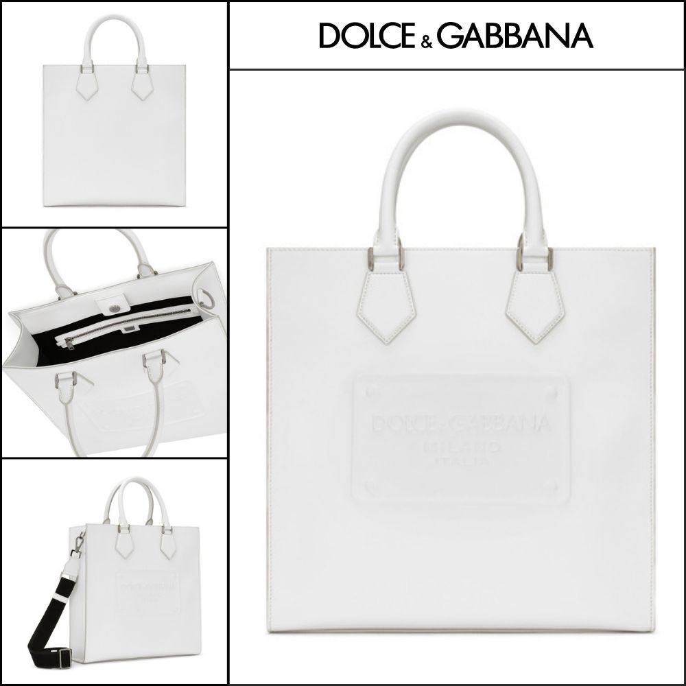 【Dolce & Gabbana】Calfskin Tote Bag with Raised Logo