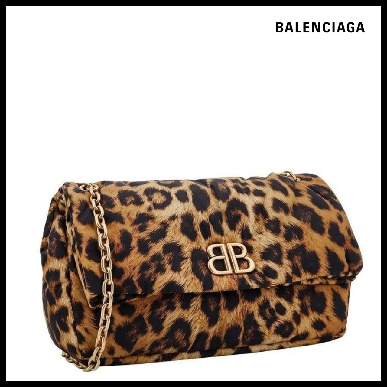 【BALENCIAGA】Monaco Medium Chain Bag Leopard
