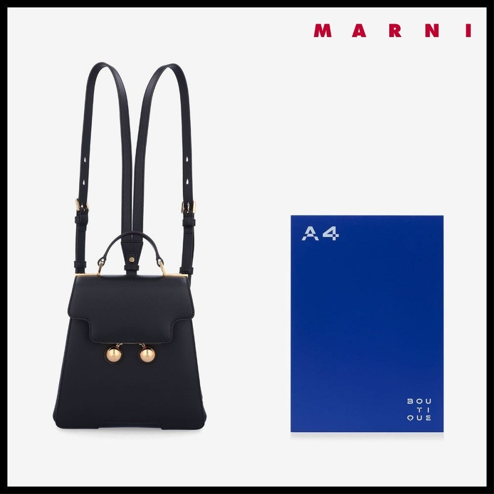 【MARNI】 マルニ バッグ BEAD LEATHER BACKPACK BLACK