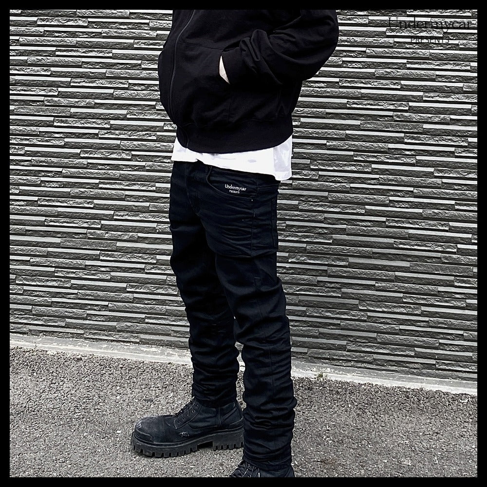 【Undermycar】Mu.29 Anti Fxxking Logo Play Stretch SlimJeans