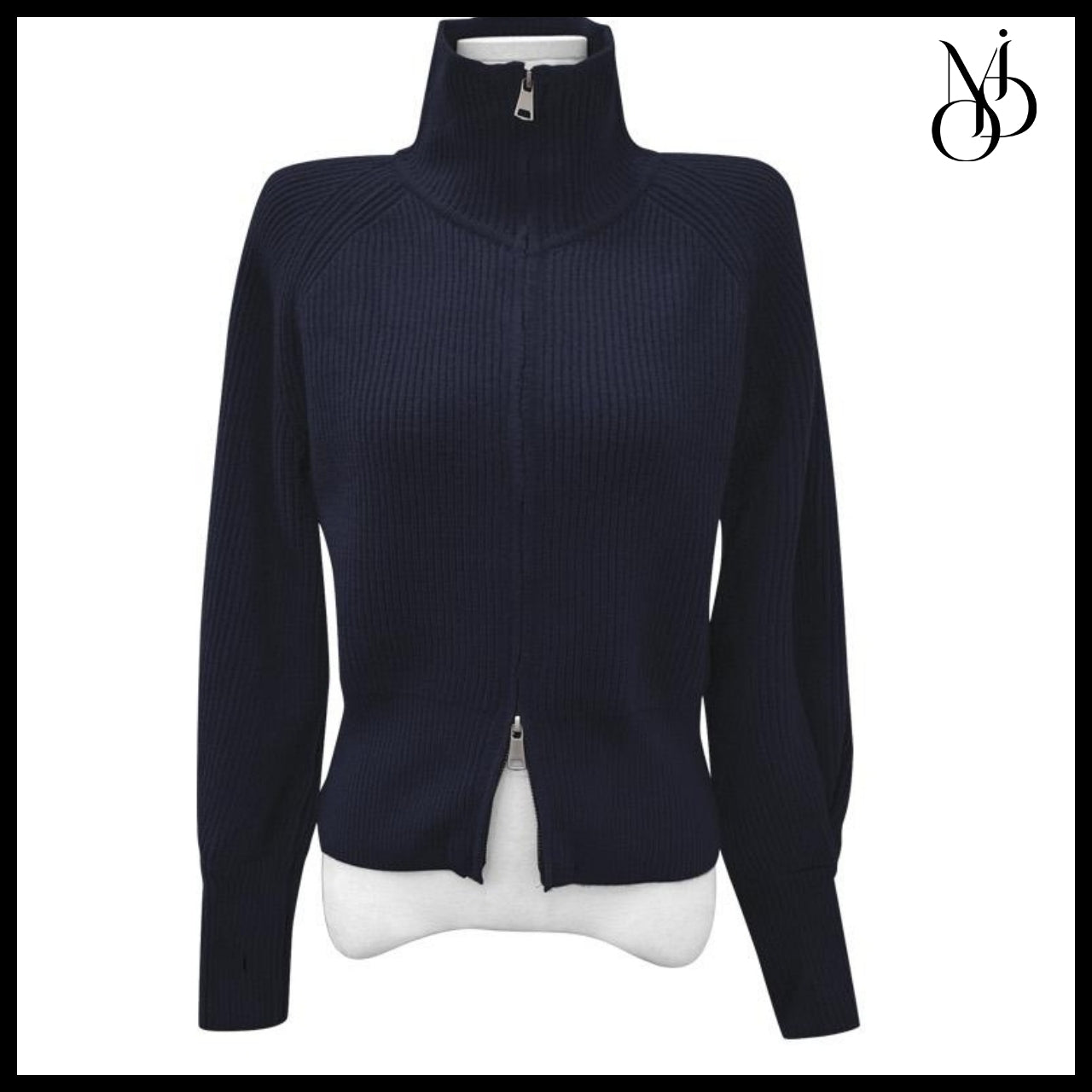 【MODIMOOD】Turtleneck Two-Way Pintuck Sleeve Knit Zip-Up